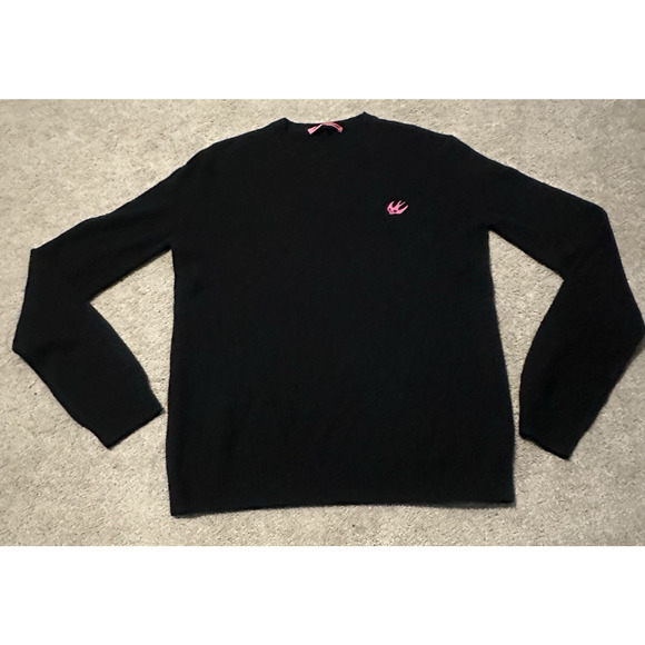 Alexander McQueen MCQ Men M Sweater Wool Cashmere Knit Pink Swallow Black NWT - Picture 1 of 11